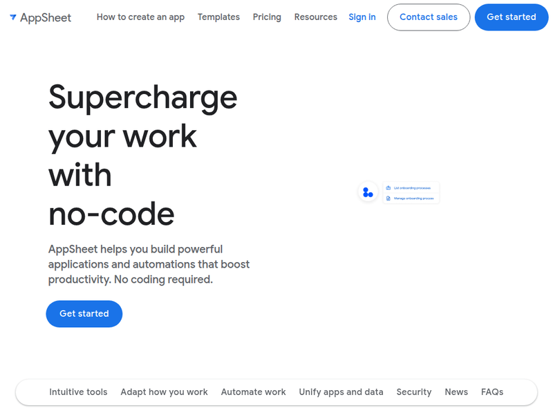 Google AppSheet | Build apps with no code站点快照
