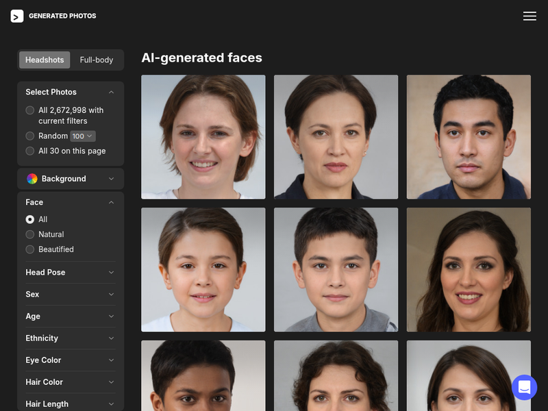 AI-Generated Faces Images站点快照
