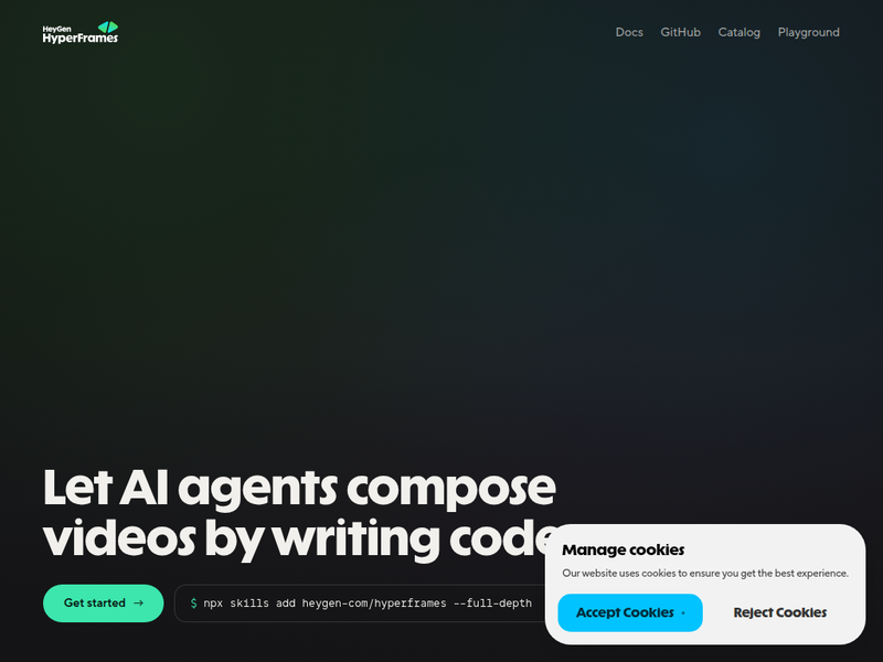 HyperFrames — Edit Videos By Vibe-Coding站点快照