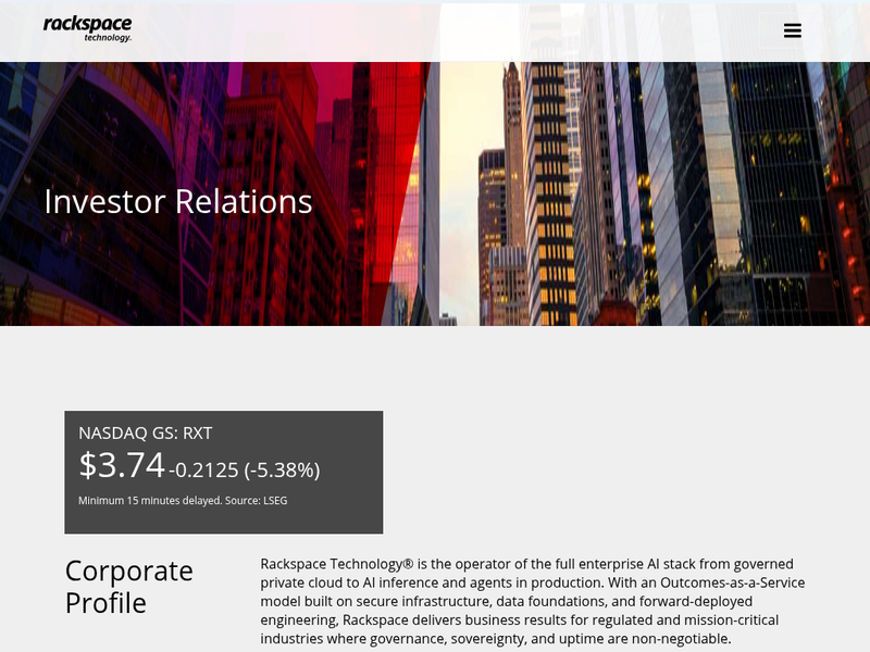 Investor Relations | Rackspace Technology, Inc.站点快照