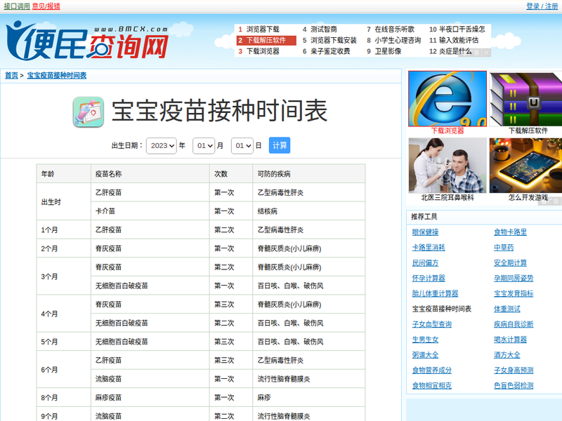 宝宝疫苗接种时间表 - 计划内疫苗接种时间表 - 宝宝需要打哪些疫苗站点快照